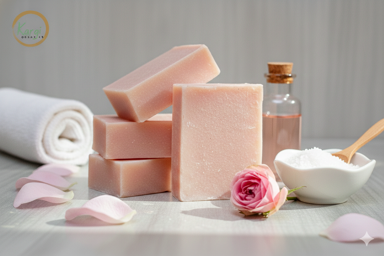 Rose herbal soap for glowing and soft skin by Kargi